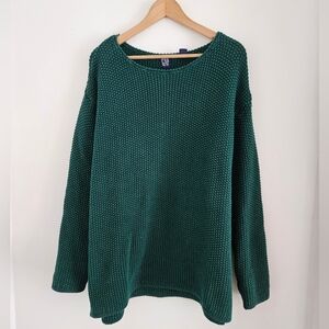 Vintage GAP Moss Knit Pullover Sweater Large Oversized Fisherman 80s 90s